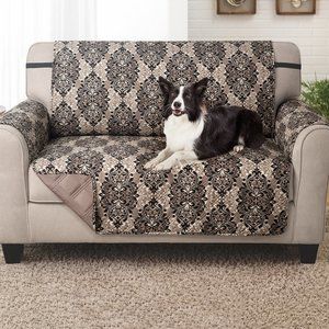 Black & Taupe Damask Couch Protector